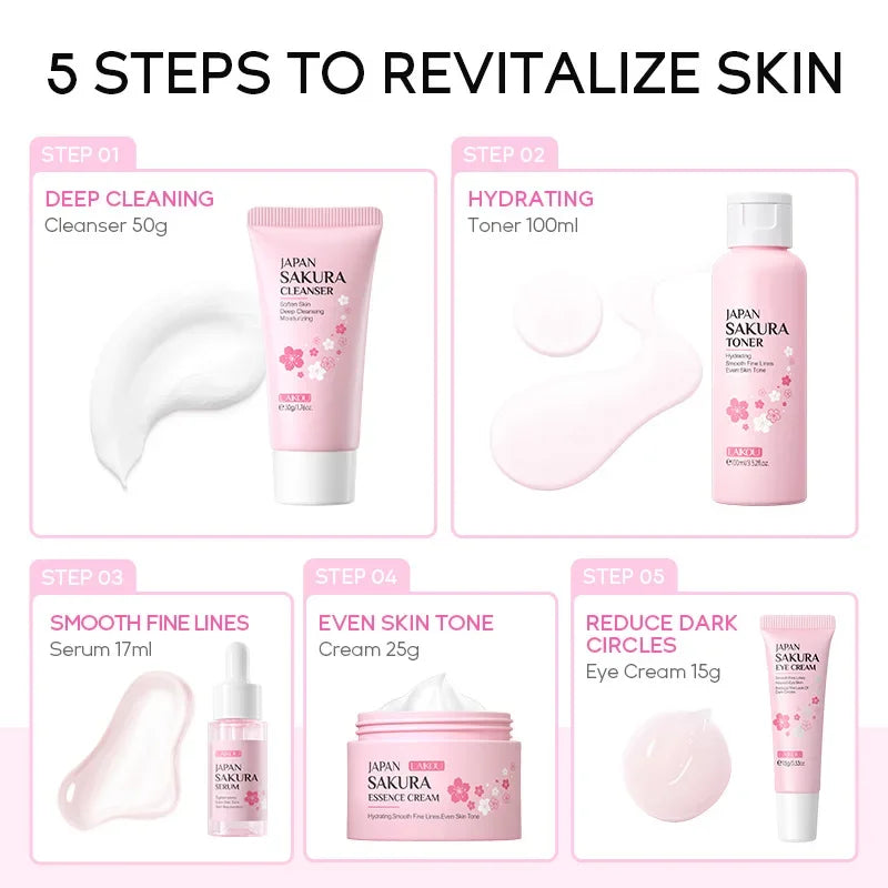 LAIKOU Sakura Beauty Set: Strahlende Haut (5-teilig)