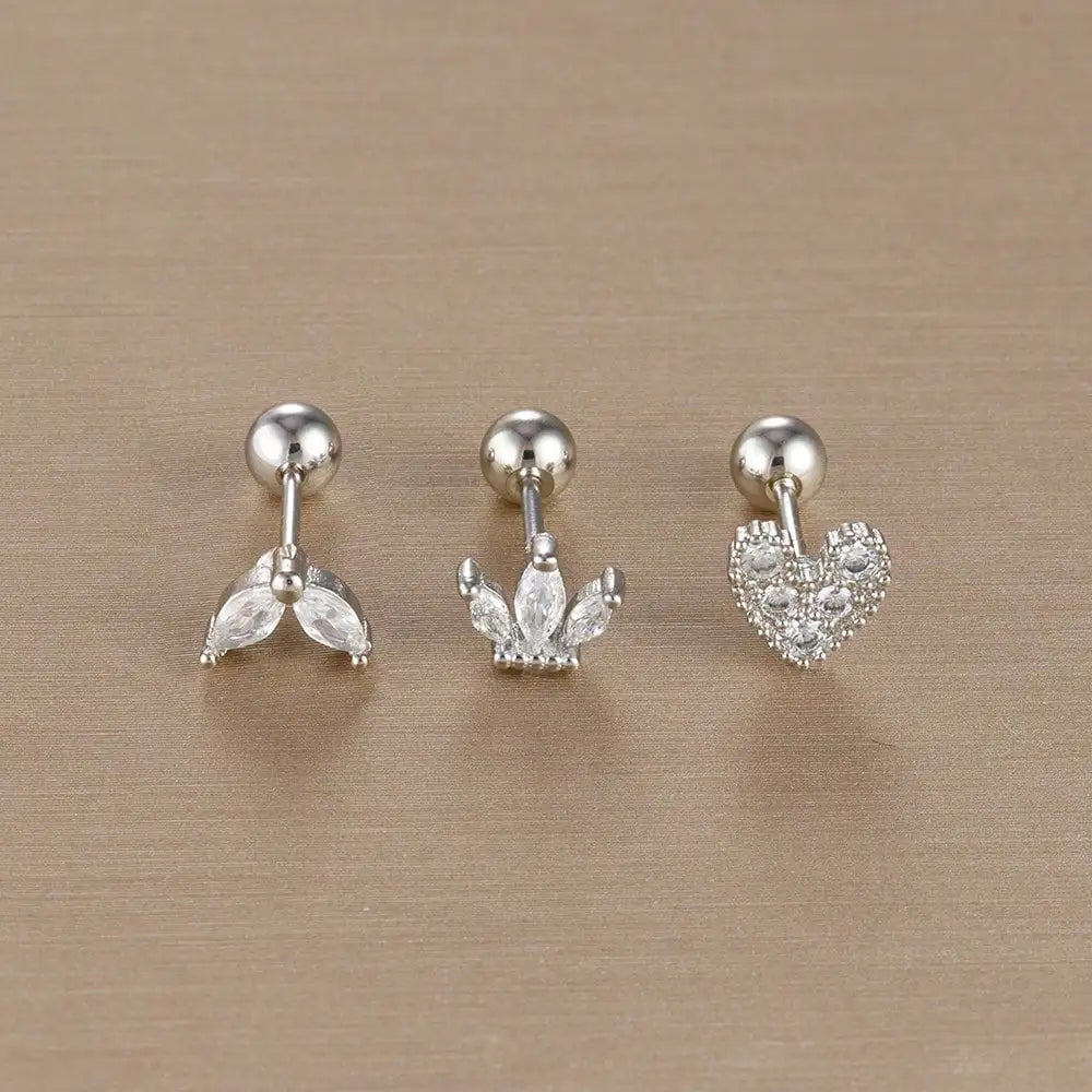 Kronen-Ohrringe Set – 14K Vergoldet & Funkelnde Kristalle