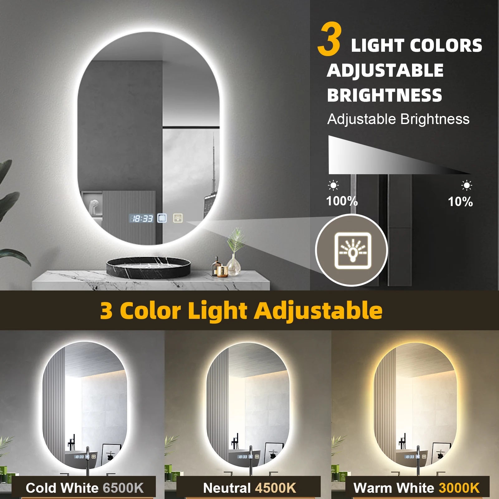 Premium LED-Badspiegel: Anti-Beschlag & Touch