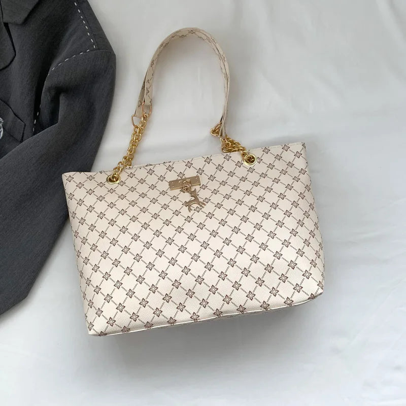 Große Leder-Tote-Bag mit Monogramm-Muster