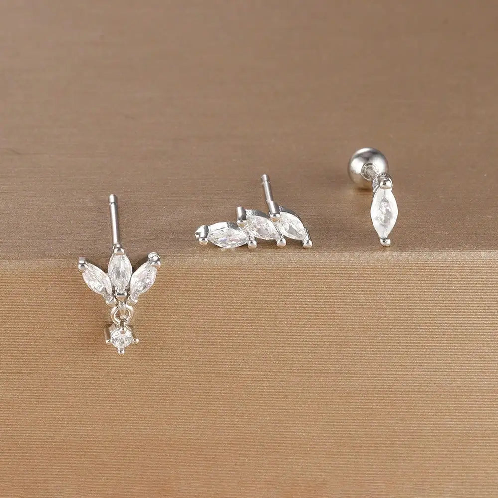 Kronen-Ohrringe Set – 14K Vergoldet & Funkelnde Kristalle