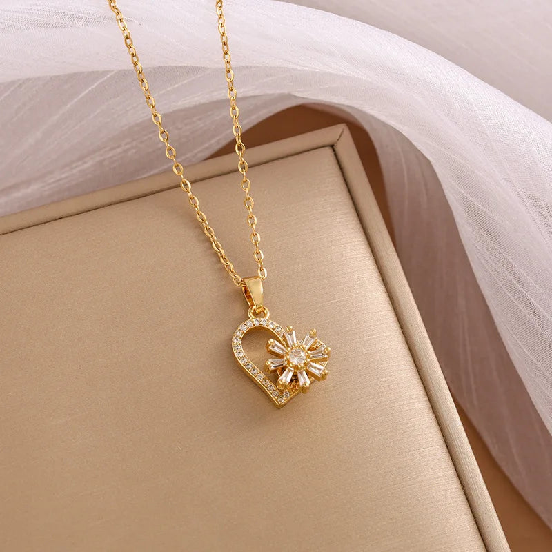 Goldene Herz-Kette aus Edelstahl