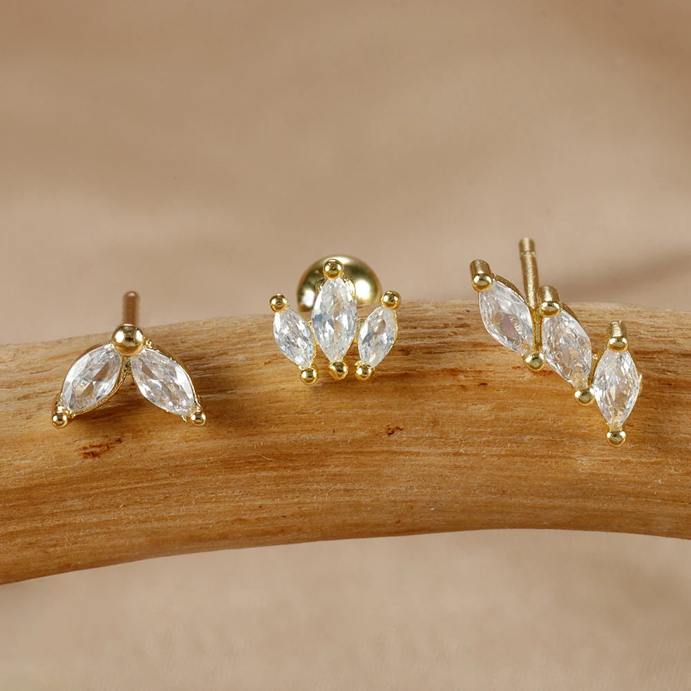 Kronen-Ohrringe Set – 14K Vergoldet & Funkelnde Kristalle