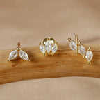 Kronen-Ohrringe Set – 14K Vergoldet & Funkelnde Kristalle