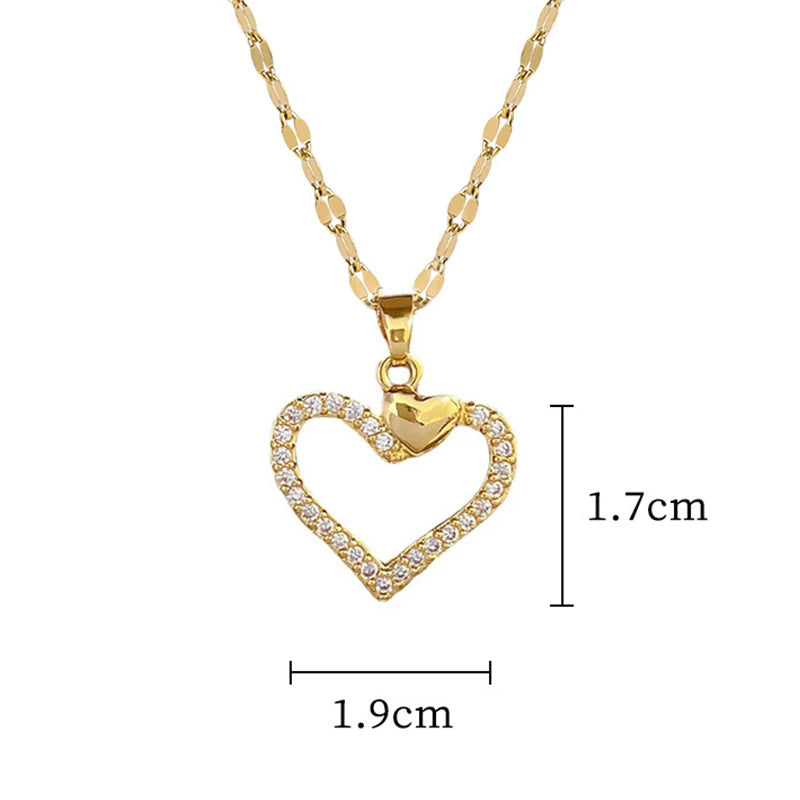 Goldene Herz-Kette aus Edelstahl