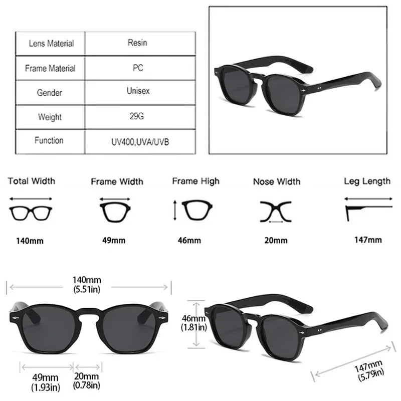 Vintage Eckige Sonnenbrille – Transparente Rahmen & Trend-Farben