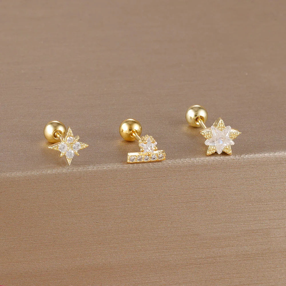 Kronen-Ohrringe Set – 14K Vergoldet & Funkelnde Kristalle