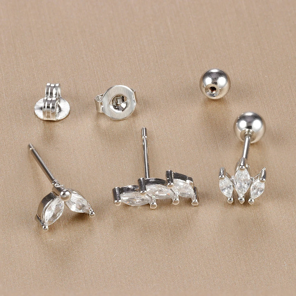 Kronen-Ohrringe Set – 14K Vergoldet & Funkelnde Kristalle