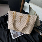 Große Leder-Tote-Bag mit Monogramm-Muster