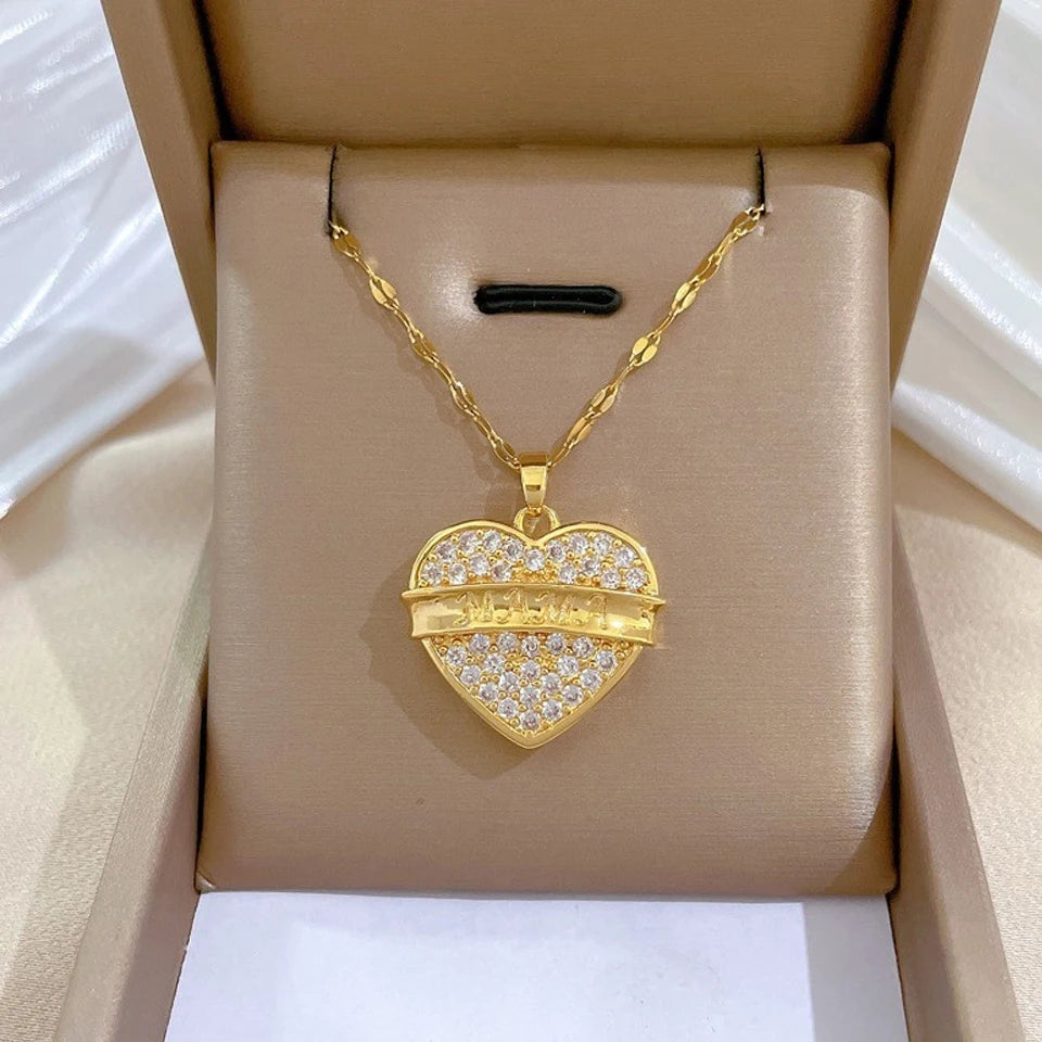 Goldene Herz-Kette aus Edelstahl