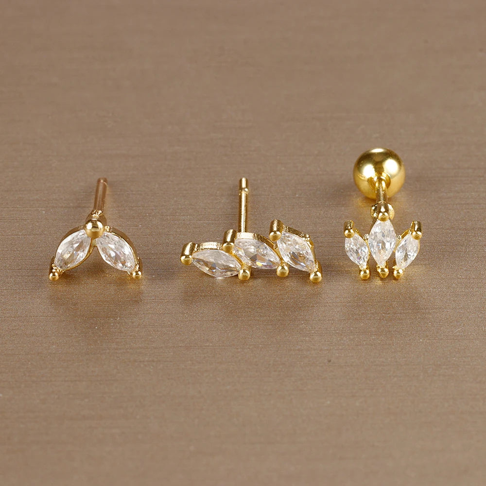 Kronen-Ohrringe Set – 14K Vergoldet & Funkelnde Kristalle