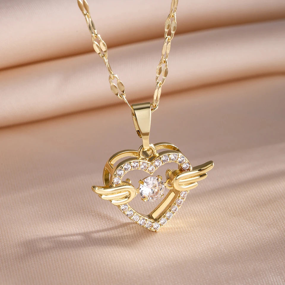 Goldene Herz-Kette aus Edelstahl