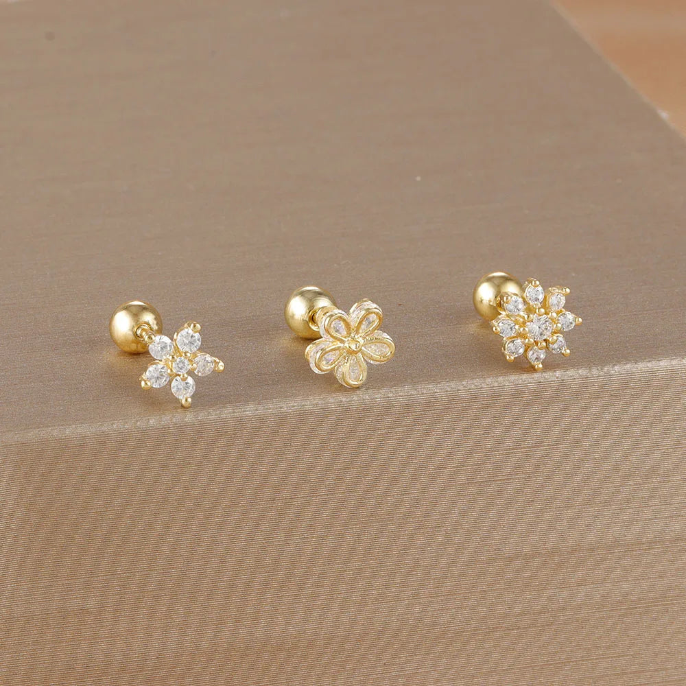 Kronen-Ohrringe Set – 14K Vergoldet & Funkelnde Kristalle